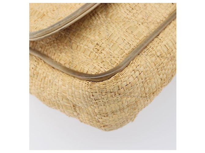 Borsa a tracolla CHANEL Matelasse in rafia beige e oro CC Auth bs37394 D'oro - vista 13