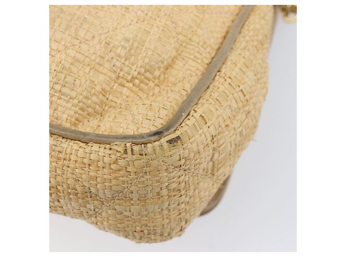 Borsa a tracolla CHANEL Matelasse in rafia beige e oro CC Auth bs37394 D'oro - vista 14