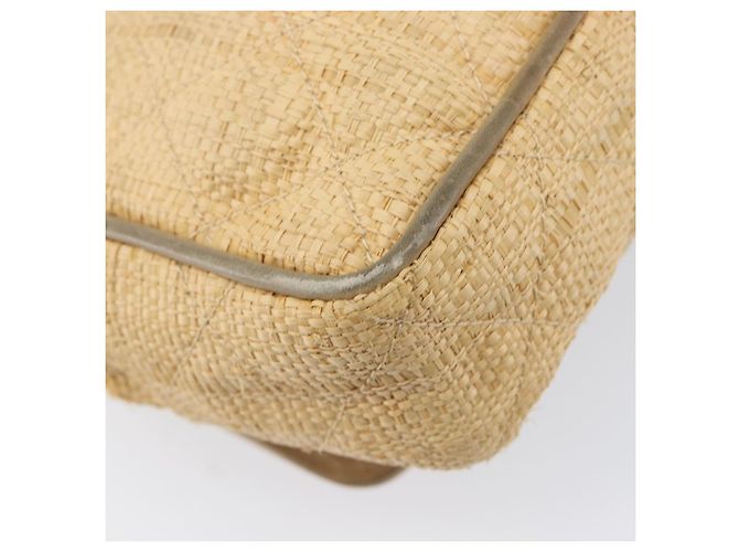 Borsa a tracolla CHANEL Matelasse in rafia beige e oro CC Auth bs37394 D'oro - vista 15