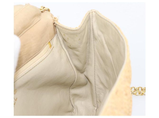 Borsa a tracolla CHANEL Matelasse in rafia beige e oro CC Auth bs37394 D'oro - vista 23
