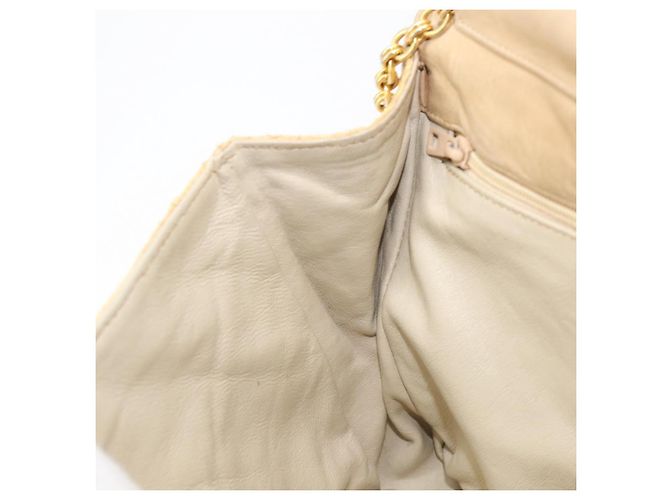 Borsa a tracolla CHANEL Matelasse in rafia beige e oro CC Auth bs37394 D'oro - vista 24