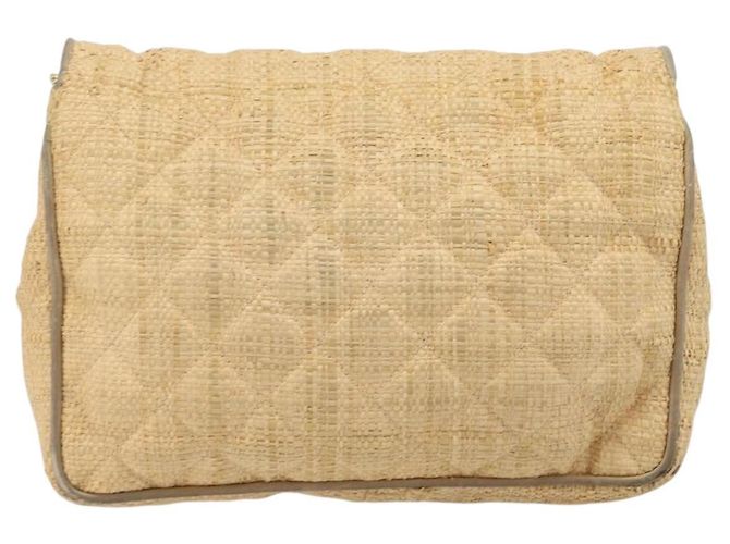 Borsa a tracolla CHANEL Matelasse in rafia beige e oro CC Auth bs37394 D'oro - vista 3