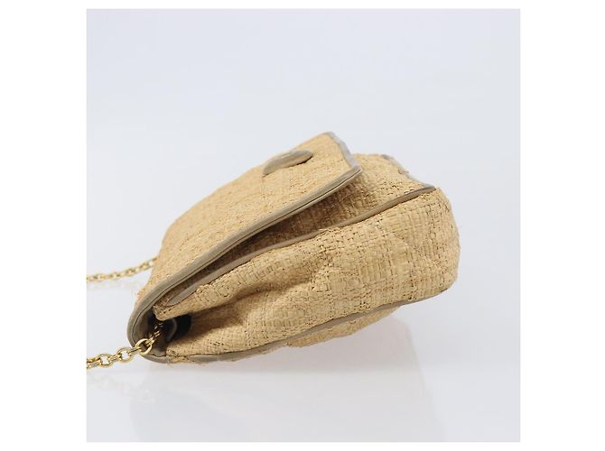 Borsa a tracolla CHANEL Matelasse in rafia beige e oro CC Auth bs37394 D'oro - vista 6