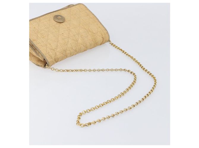 Borsa a tracolla CHANEL Matelasse in rafia beige e oro CC Auth bs37394 D'oro - vista 8