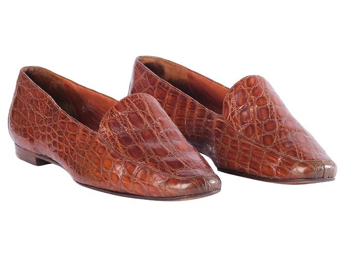 Mocassini Prada Vintage in pelle esotica marrone - vista 2