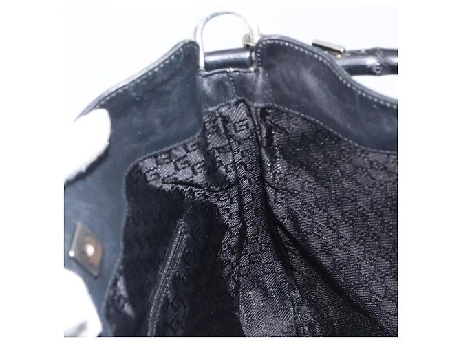 Borsa a mano GUCCI Bamboo Pelle Nero Argento 001 4095 Auth ep15912 - vista 18