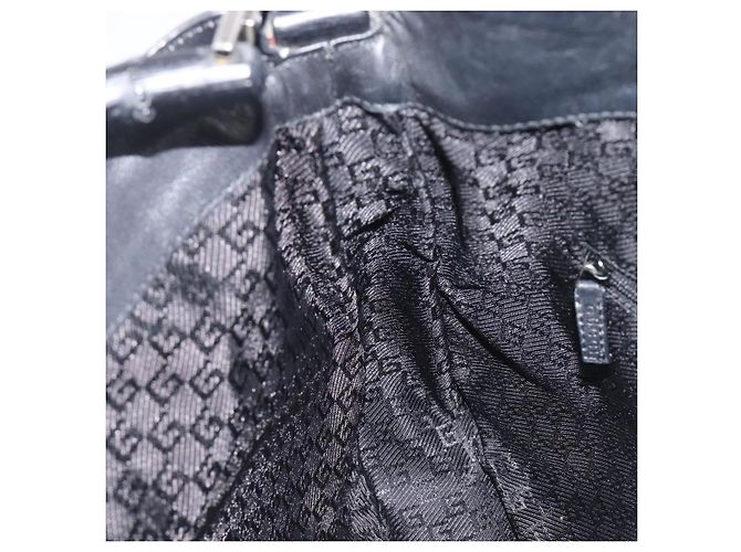 Borsa a mano GUCCI Bamboo Pelle Nero Argento 001 4095 Auth ep15912 - vista 19