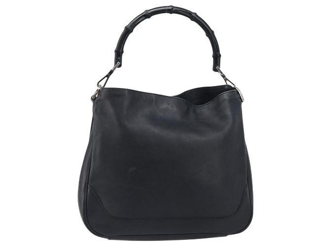 Borsa a mano GUCCI Bamboo Pelle Nero Argento 001 4095 Auth ep15912 - vista 2