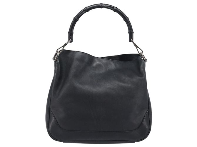 Borsa a mano GUCCI Bamboo Pelle Nero Argento 001 4095 Auth ep15912 - vista 3
