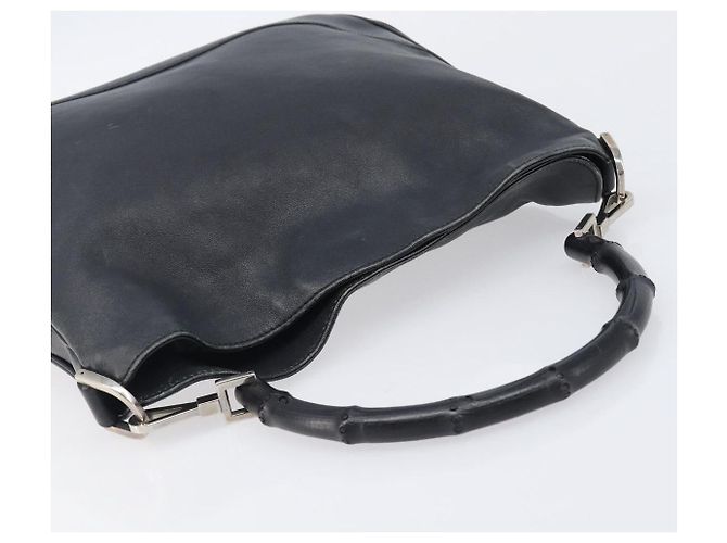 Borsa a mano GUCCI Bamboo Pelle Nero Argento 001 4095 Auth ep15912 - vista 6