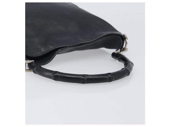 Borsa a mano GUCCI Bamboo Pelle Nero Argento 001 4095 Auth ep15912 - vista 7