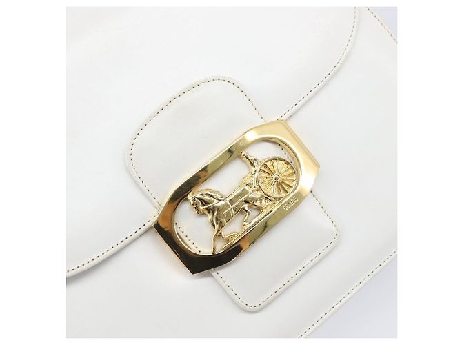 Céline CELINE Schultertasche aus Leder Weiß Gold Auth ep15998 Golden - Ansicht 17