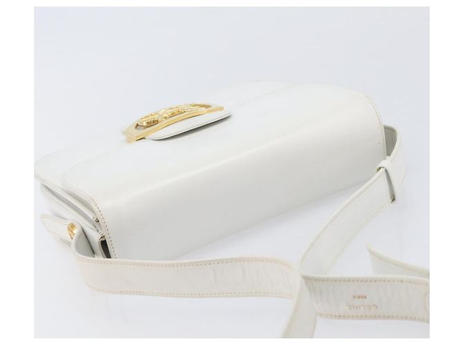 Céline CELINE Schultertasche aus Leder Weiß Gold Auth ep15998 Golden - Ansicht 6
