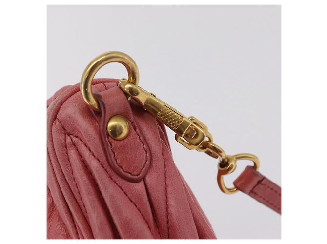 Borsa a tracolla Miu Miu Matelassé in pelle rosa oro autentica 206317M D'oro - vista 19