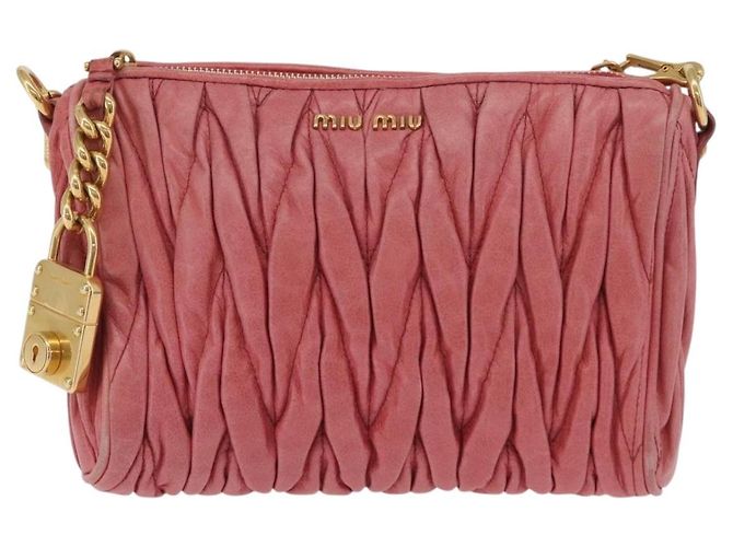 Borsa a tracolla Miu Miu Matelassé in pelle rosa oro autentica 206317M D'oro - vista 2