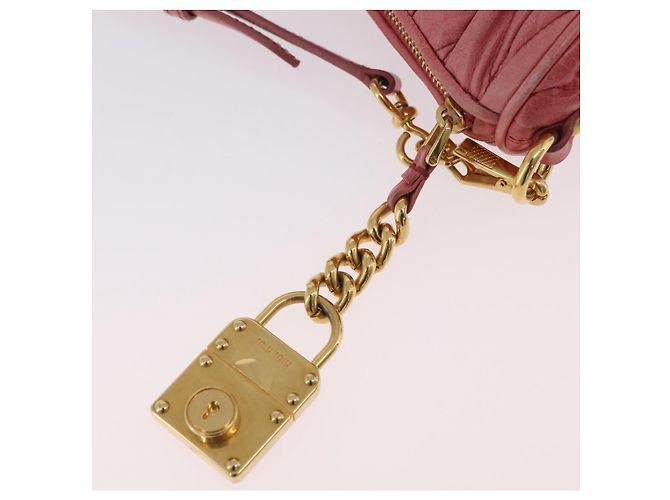 Borsa a tracolla Miu Miu Matelassé in pelle rosa oro autentica 206317M D'oro - vista 20