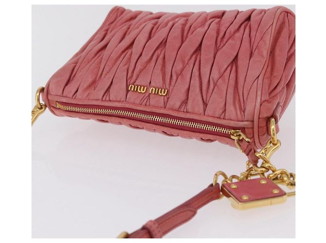 Borsa a tracolla Miu Miu Matelassé in pelle rosa oro autentica 206317M D'oro - vista 7