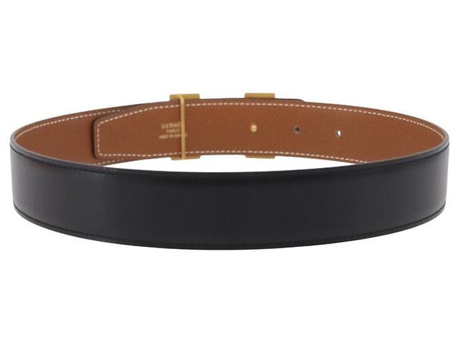 Hermès Cinturón HERMES Cuero Negro Marrón Auth mr2956V Castaño - vista 2