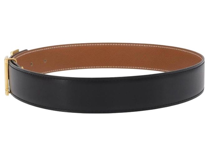Hermès Cinturón HERMES Cuero Negro Marrón Auth mr2956V Castaño - vista 3