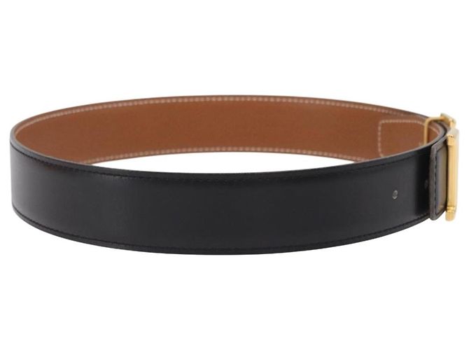 Hermès Cinturón HERMES Cuero Negro Marrón Auth mr2956V Castaño - vista 4