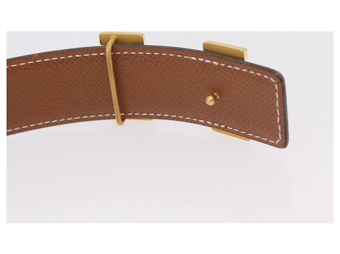 Hermès Cinturón HERMES Cuero Negro Marrón Auth mr2956V Castaño - vista 6