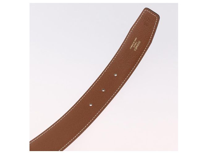 Hermès Cinturón HERMES Cuero Negro Marrón Auth mr2956V Castaño - vista 8