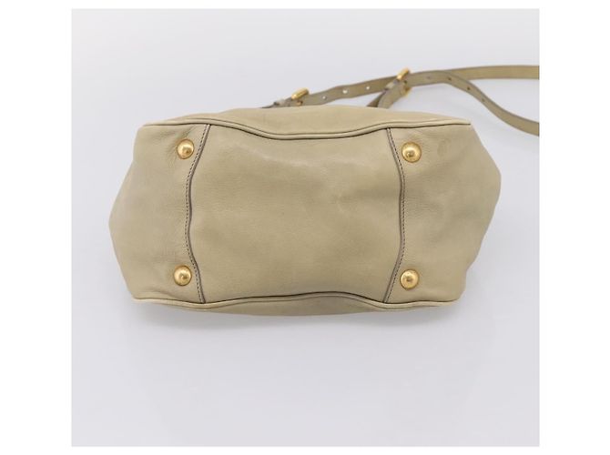 Bolso de mano PRADA de cuero 2way Beige Oro Auth 206241A Dorado - vista 12