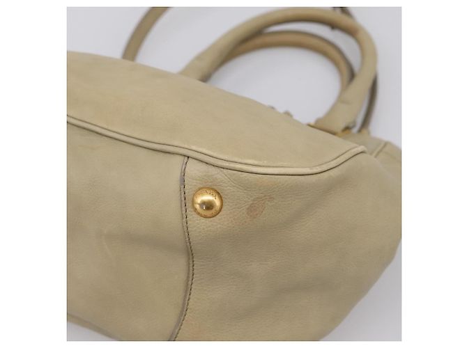 Bolso de mano PRADA de cuero 2way Beige Oro Auth 206241A Dorado - vista 13