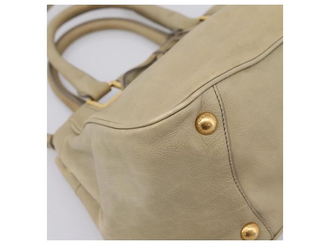 Bolso de mano PRADA de cuero 2way Beige Oro Auth 206241A Dorado - vista 14
