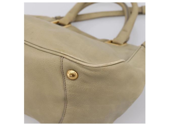 Bolso de mano PRADA de cuero 2way Beige Oro Auth 206241A Dorado - vista 15