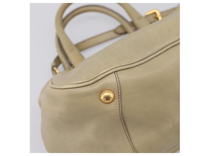 Bolso de mano PRADA de cuero 2way Beige Oro Auth 206241A Dorado - vista 16