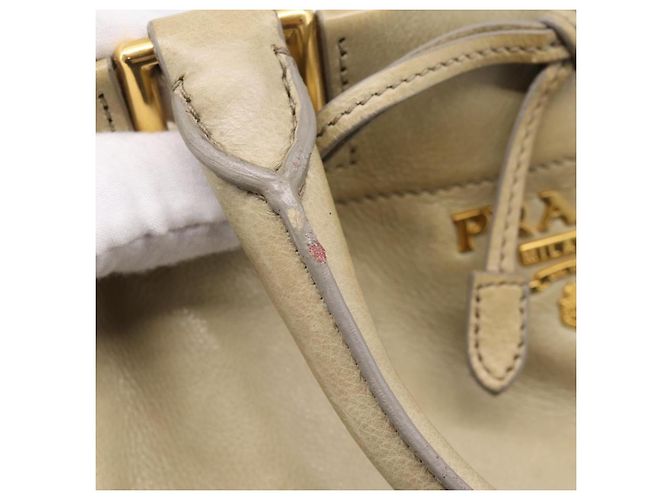 Bolso de mano PRADA de cuero 2way Beige Oro Auth 206241A Dorado - vista 18