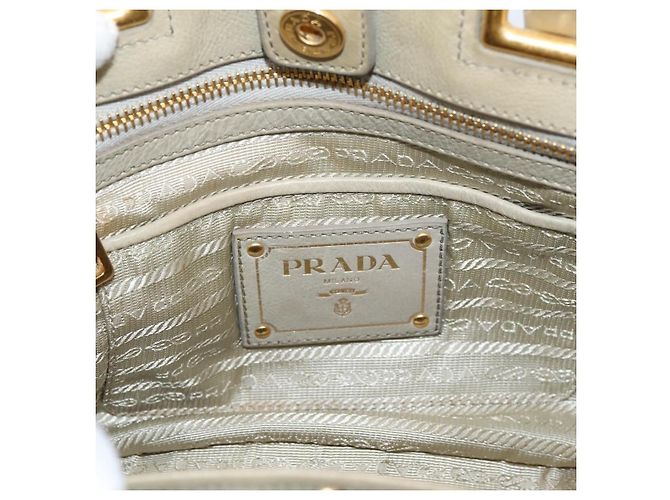 Bolso de mano PRADA de cuero 2way Beige Oro Auth 206241A Dorado - vista 19