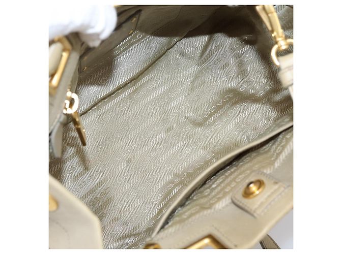 Bolso de mano PRADA de cuero 2way Beige Oro Auth 206241A Dorado - vista 20