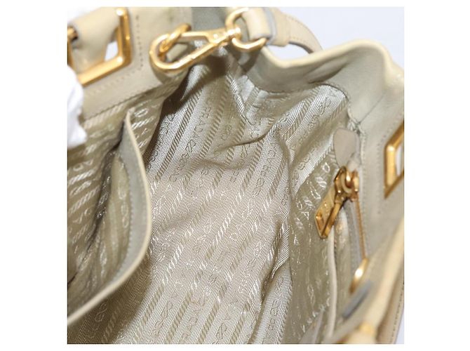 Bolso de mano PRADA de cuero 2way Beige Oro Auth 206241A Dorado - vista 22
