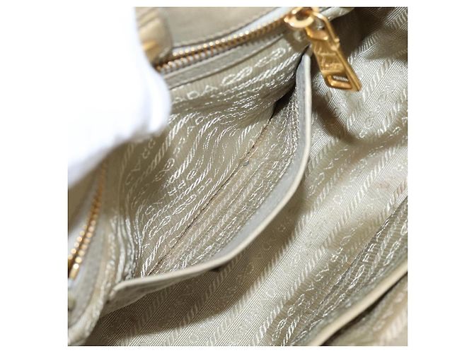 Bolso de mano PRADA de cuero 2way Beige Oro Auth 206241A Dorado - vista 25