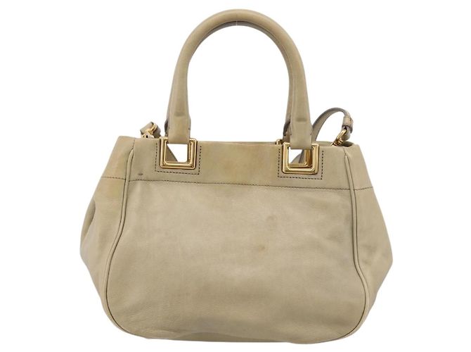 Bolso de mano PRADA de cuero 2way Beige Oro Auth 206241A Dorado - vista 3