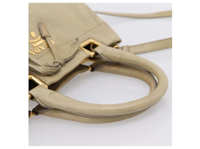 Bolso de mano PRADA de cuero 2way Beige Oro Auth 206241A Dorado - vista 7