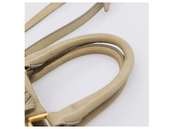Bolso de mano PRADA de cuero 2way Beige Oro Auth 206241A Dorado - vista 8
