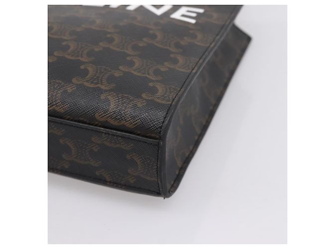 Céline Borsa a mano CELINE Triomphe Mini Vertical Cabas PVC 2way Nero Oro Auth ka6309M D'oro - vista 12