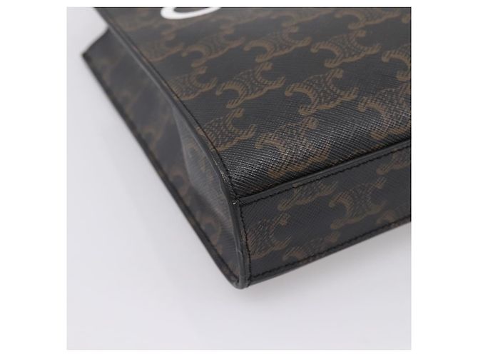 Céline Borsa a mano CELINE Triomphe Mini Vertical Cabas PVC 2way Nero Oro Auth ka6309M D'oro - vista 13