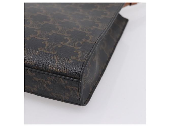 Céline Borsa a mano CELINE Triomphe Mini Vertical Cabas PVC 2way Nero Oro Auth ka6309M D'oro - vista 14