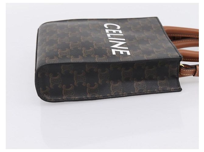 Céline Borsa a mano CELINE Triomphe Mini Vertical Cabas PVC 2way Nero Oro Auth ka6309M D'oro - vista 5