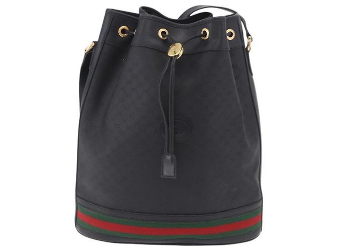 Borsa GUCCI Micro GG Supreme Web Sherry Line PVC Nero 001 116 0933 Auth 203142 D'oro - vista 2