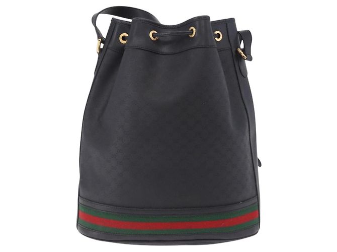 Borsa GUCCI Micro GG Supreme Web Sherry Line PVC Nero 001 116 0933 Auth 203142 D'oro - vista 3
