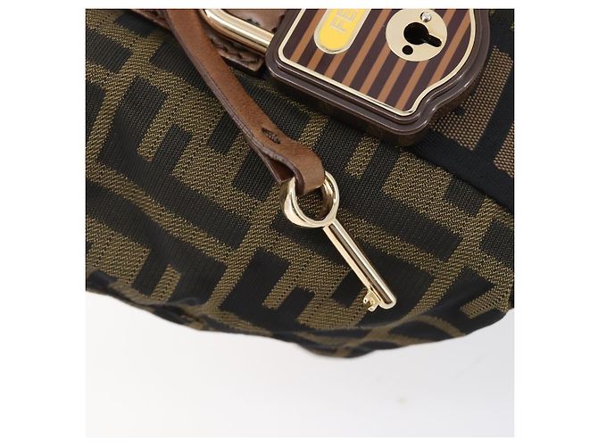 Borsa a mano FENDI Zucca Canvas Nero Oro 7VA165 Auth gh2374 - vista 16