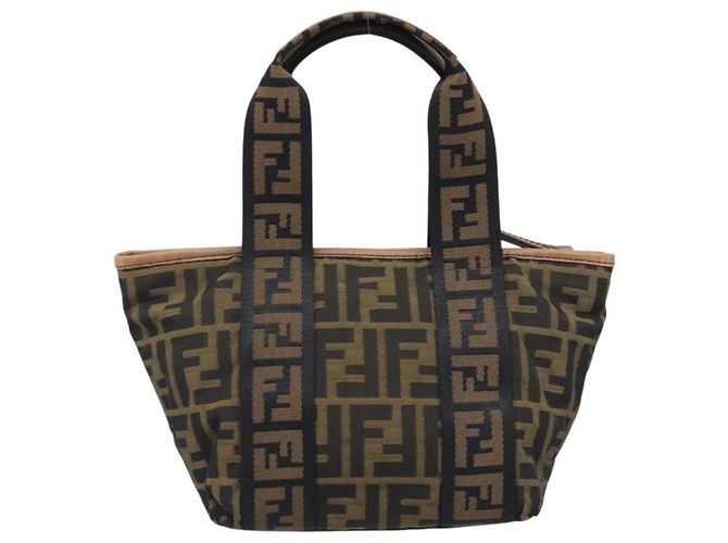 Borsa a mano FENDI Zucca Canvas Nero Oro 7VA165 Auth gh2374 - vista 3