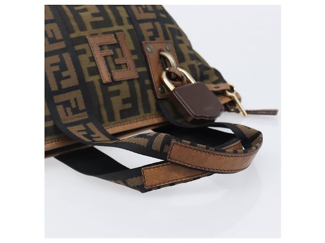 Borsa a mano FENDI Zucca Canvas Nero Oro 7VA165 Auth gh2374 - vista 7
