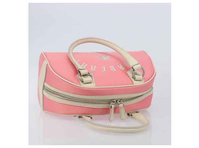 Borsa a mano BURBERRY Nylon Rosa Argento Auth bs37234 - vista 6