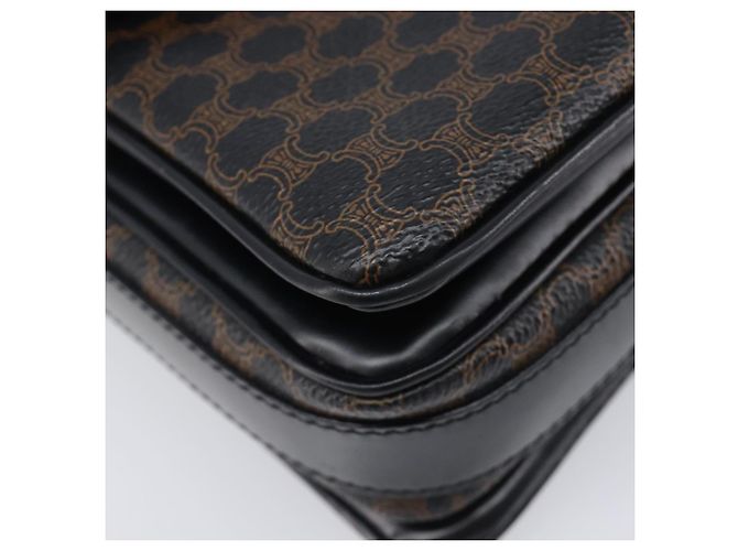 Céline Bolsa de Ombro CELINE Macadam Canvas PVC Leather Black Gold Auth ep16100 Preto Dourado - vista 13